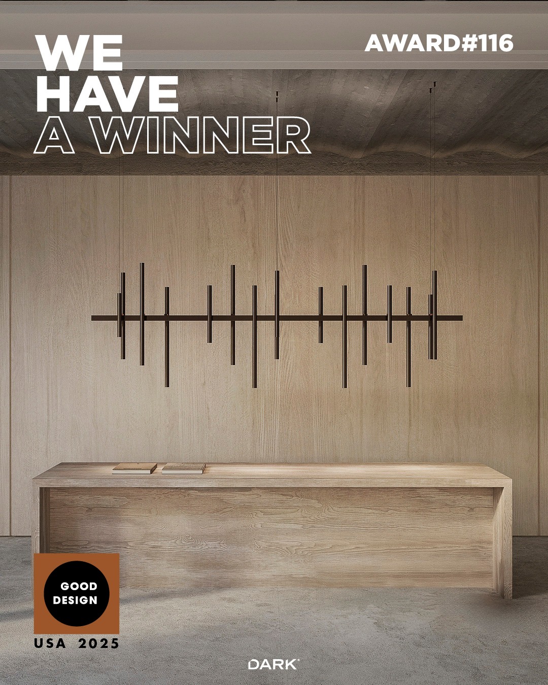 WE HAVE A WINNER 🏆

Our EQALIZER, designed by Bbrand, has been awarded a 2025 Good Design Award.
A lighting object that brings rhythm, clarity, and atmosphere to architectural spaces—thank you to everyone who helped bring it to life.

@b_brand.be 

#GoodDesignAward #GoodDesignAward2025 #LightingDesign #ArchitecturalLighting #InteriorDesign #ProductDesign #DesignAward #DARK #EQALIZER #Bbrand #darkbe #darklighting #interiordesign #design #designverlichting #ikkoopbelgisch #belgischmerk #belgiandesign #interieurdesign #interiordesign #productdesign #designlighting #lighting #verlichting #wealllovethedark